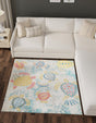Beige 4' 1 x 4' 1 Positano Square Area Rug Coastal Marine Beach Design Carpet for Modern Living Rooms, Dining, Bedroom, Office for Sale at Rug Engine