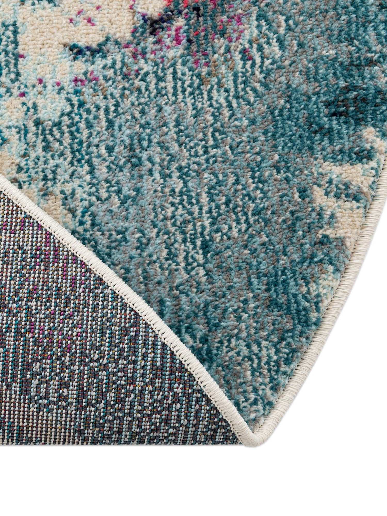 Light Blue 5' 3 x 5' 3 Positano Round Area Rug Coastal Marine Beach Design Carpet for Modern Living Rooms, Dining, Bedroom, Office for Sale at Rug Engine