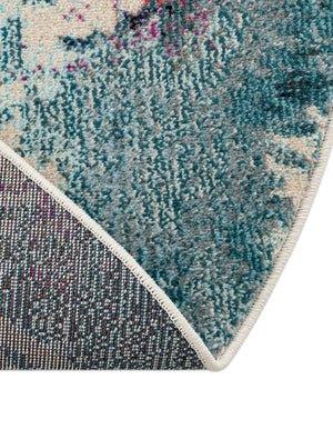 Light Blue 7' 1 x 7' 1 Positano Round Area Rug Coastal Marine Beach Design Carpet for Modern Living Rooms, Dining, Bedroom, Office for Sale at Rug Engine