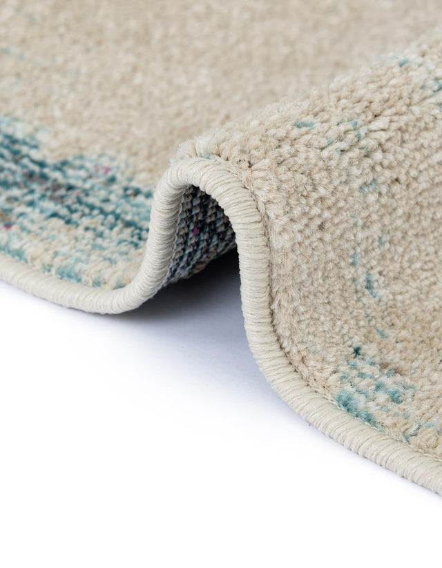 Light Blue 4' 1 x 4' 1 Positano Round Area Rug Coastal Marine Beach Design Carpet for Modern Living Rooms, Dining, Bedroom, Office for Sale at Rug Engine