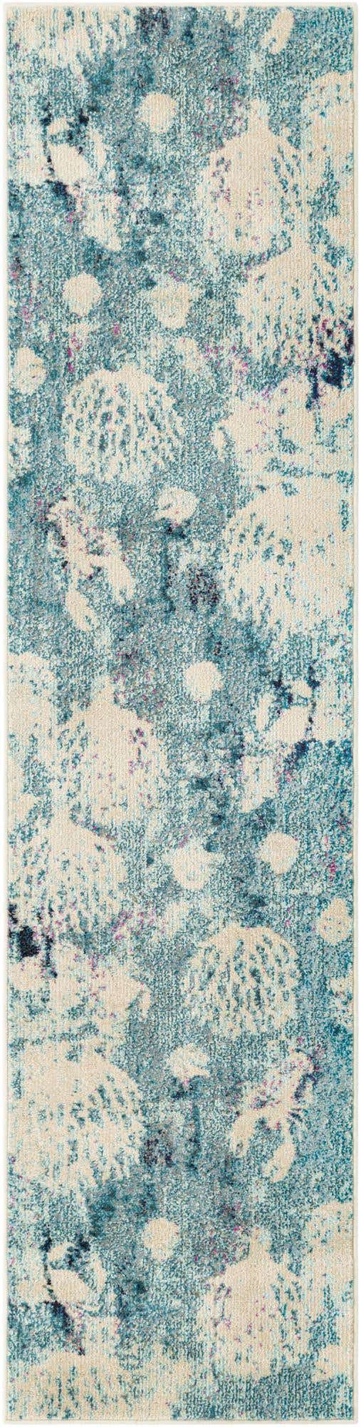 Light Blue 2' x 8' Positano Runner Area Rug Coastal Marine Beach Design Carpet for Modern Living Rooms, Dining, Bedroom, Office for Sale at Rug Engine