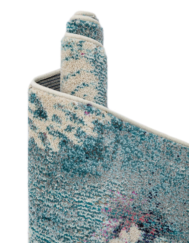 Light Blue 6' 1 x 6' 1 Positano Square Area Rug Coastal Marine Beach Design Carpet for Modern Living Rooms, Dining, Bedroom, Office for Sale at Rug Engine