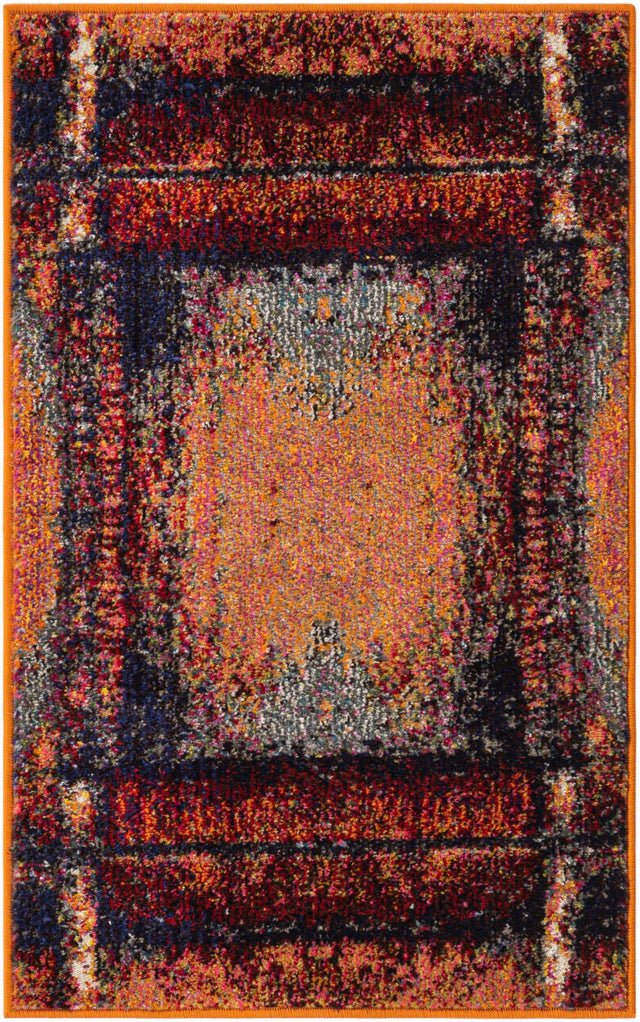 Orange 2' x 3' 1 Estrella Rectangle Area Rug 100% Polypropylene Non-Shedding Stain Resistant Carpet Colorful Modern Abstract Design Easy Clean for Home Decor for Sale at Rug Engine