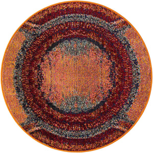 Orange 3' 3 x 3' 3 Estrella Round Area Rug 100% Polypropylene Non-Shedding Stain Resistant Carpet Colorful Modern Abstract Design Easy Clean for Home Decor for Sale at Rug Engine