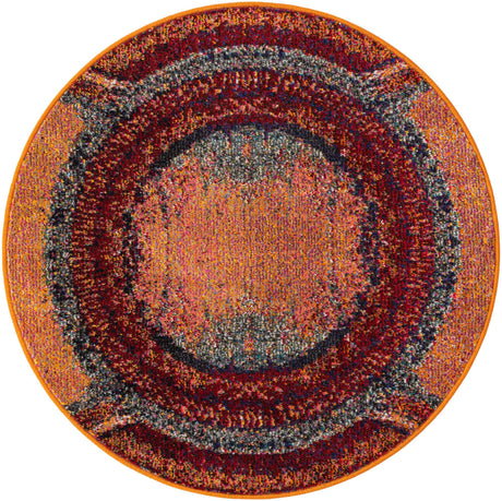 Orange 3' 3 x 3' 3 Estrella Round Area Rug 100% Polypropylene Non-Shedding Stain Resistant Carpet Colorful Modern Abstract Design Easy Clean for Home Decor for Sale at Rug Engine