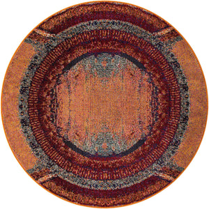 Orange 5' 3 x 5' 3 Estrella Round Area Rug 100% Polypropylene Non-Shedding Stain Resistant Carpet Colorful Modern Abstract Design Easy Clean for Home Decor for Sale at Rug Engine