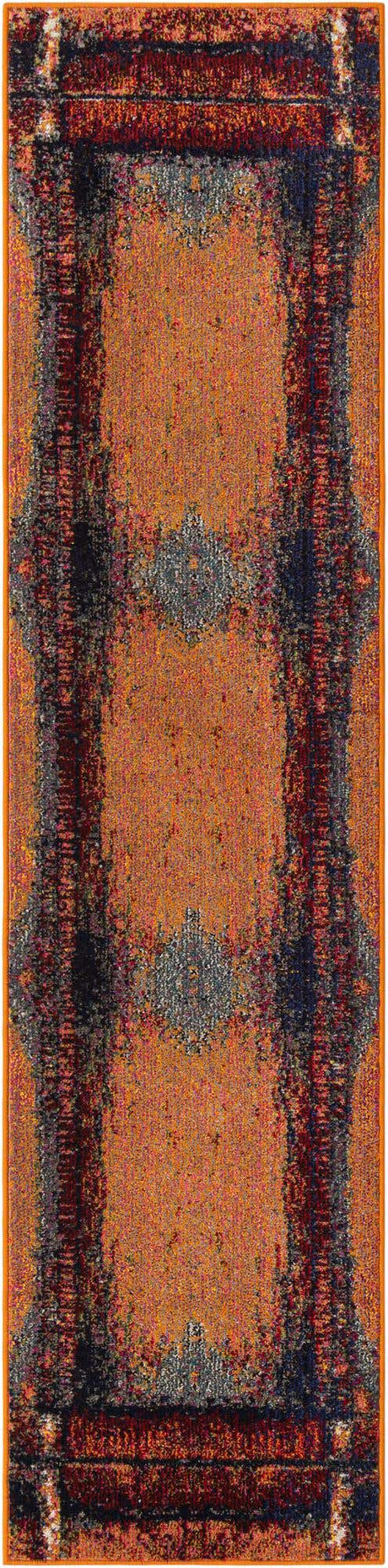 Orange 2' x 8' Estrella Runner Area Rug 100% Polypropylene Non-Shedding Stain Resistant Carpet Colorful Modern Abstract Design Easy Clean for Home Decor for Sale at Rug Engine