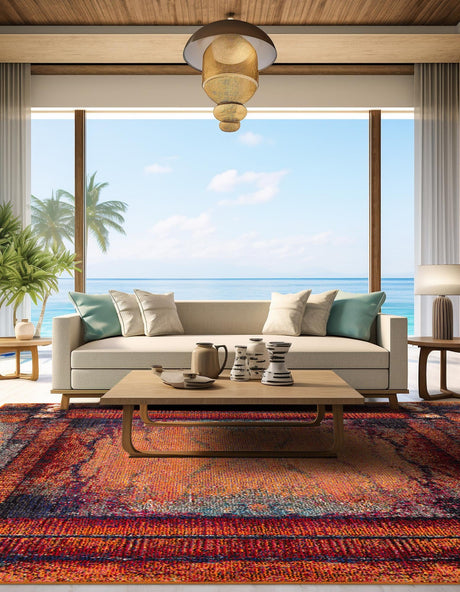 Orange 5' 3 x 5' 3 Estrella Square Area Rug 100% Polypropylene Non-Shedding Stain Resistant Carpet Colorful Modern Abstract Design Easy Clean for Home Decor for Sale at Rug Engine