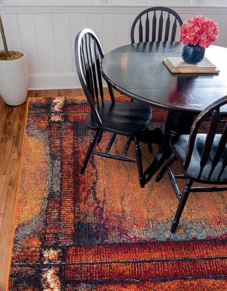 Orange 5' 3 x 5' 3 Estrella Square Area Rug 100% Polypropylene Non-Shedding Stain Resistant Carpet Colorful Modern Abstract Design Easy Clean for Home Decor for Sale at Rug Engine