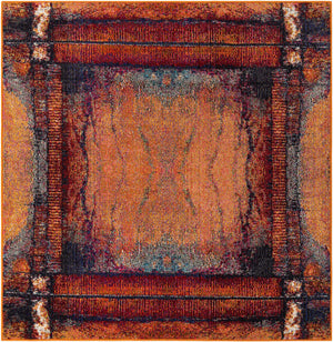 Orange 7' 10 x 7' 10 Estrella Square Area Rug 100% Polypropylene Non-Shedding Stain Resistant Carpet Colorful Modern Abstract Design Easy Clean for Home Decor for Sale at Rug Engine