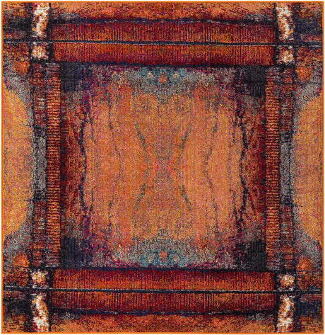 Orange 7' 10 x 7' 10 Estrella Square Area Rug 100% Polypropylene Non-Shedding Stain Resistant Carpet Colorful Modern Abstract Design Easy Clean for Home Decor for Sale at Rug Engine