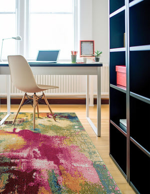 Multicolor 5' 3 x 5' 3 Estrella Square Area Rug 100% Polypropylene Non-Shedding Stain Resistant Carpet Colorful Modern Abstract Design Easy Clean for Home Decor for Sale at Rug Engine