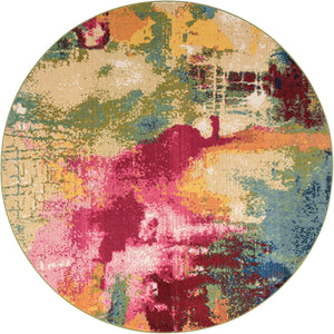 Multicolor 7' 10 x 7' 10 Estrella Round Area Rug 100% Polypropylene Non-Shedding Stain Resistant Carpet Colorful Modern Abstract Design Easy Clean for Home Decor for Sale at Rug Engine