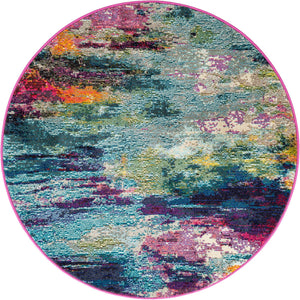 Multicolor 4' 1 x 4' 1 Chromatic Round Area Rug 100% Polypropylene With Cotton Backing Abstract Modern Colorful Carpet Mat for Home Decor & Interior Design for Sale at Rug Engine