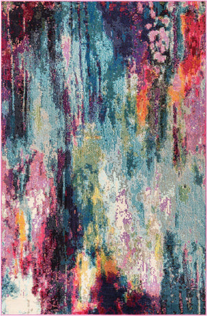 Multicolor 6' 1 x 9' Chromatic Rectangle Area Rug 100% Polypropylene With Cotton Backing Abstract Modern Colorful Carpet Mat for Home Decor & Interior Design for Sale at Rug Engine