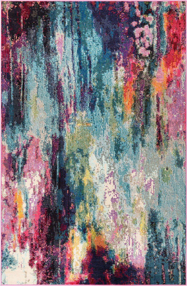 Multicolor 6' 1 x 9' Chromatic Rectangle Area Rug 100% Polypropylene With Cotton Backing Abstract Modern Colorful Carpet Mat for Home Decor & Interior Design for Sale at Rug Engine