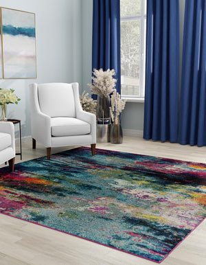 Multicolor 5' 3 x 5' 3 Chromatic Square Area Rug 100% Polypropylene With Cotton Backing Abstract Modern Colorful Carpet Mat for Home Decor & Interior Design for Sale at Rug Engine