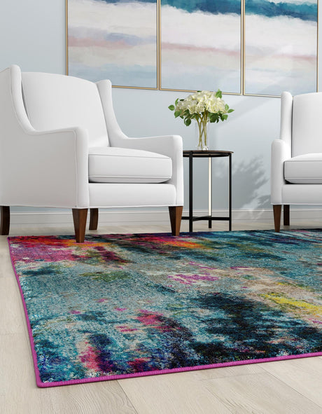 Multicolor 5' 3 x 5' 3 Chromatic Square Area Rug 100% Polypropylene With Cotton Backing Abstract Modern Colorful Carpet Mat for Home Decor & Interior Design for Sale at Rug Engine