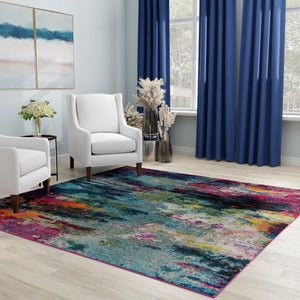 Multicolor 4' 1 x 4' 1 Chromatic Square Area Rug 100% Polypropylene With Cotton Backing Abstract Modern Colorful Carpet Mat for Home Decor & Interior Design for Sale at Rug Engine