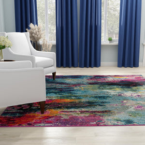 Multicolor 4' 1 x 4' 1 Chromatic Square Area Rug 100% Polypropylene With Cotton Backing Abstract Modern Colorful Carpet Mat for Home Decor & Interior Design for Sale at Rug Engine