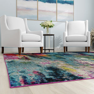 Multicolor 4' 1 x 4' 1 Chromatic Square Area Rug 100% Polypropylene With Cotton Backing Abstract Modern Colorful Carpet Mat for Home Decor & Interior Design for Sale at Rug Engine