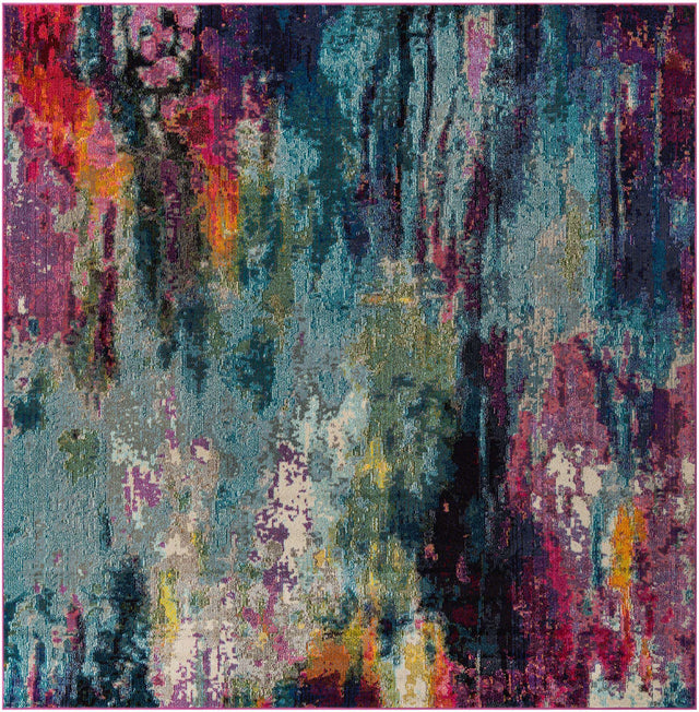 Multicolor 7' 10 x 7' 10 Chromatic Square Area Rug 100% Polypropylene With Cotton Backing Abstract Modern Colorful Carpet Mat for Home Decor & Interior Design for Sale at Rug Engine