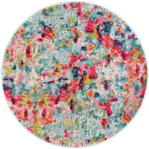 Multicolor 3' 3 x 3' 3 Chromatic Round Area Rug 100% Polypropylene With Cotton Backing Abstract Modern Colorful Carpet Mat for Home Decor & Interior Design for Sale at Rug Engine