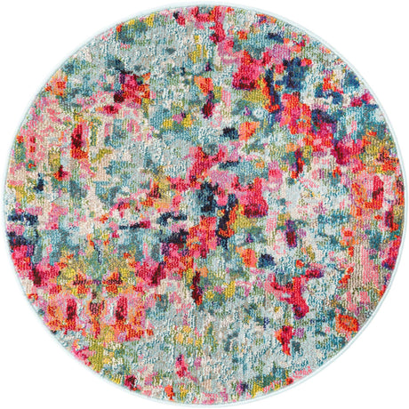 Multicolor 3' 3 x 3' 3 Chromatic Round Area Rug 100% Polypropylene With Cotton Backing Abstract Modern Colorful Carpet Mat for Home Decor & Interior Design for Sale at Rug Engine
