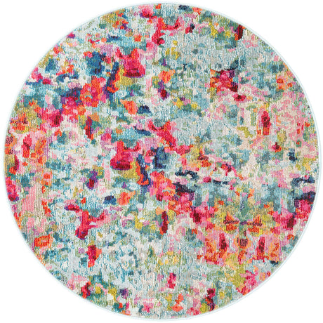 Multicolor 4' 1 x 4' 1 Chromatic Round Area Rug 100% Polypropylene With Cotton Backing Abstract Modern Colorful Carpet Mat for Home Decor & Interior Design for Sale at Rug Engine