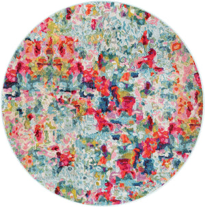 Multicolor 5' 3 x 5' 3 Chromatic Round Area Rug 100% Polypropylene With Cotton Backing Abstract Modern Colorful Carpet Mat for Home Decor & Interior Design for Sale at Rug Engine