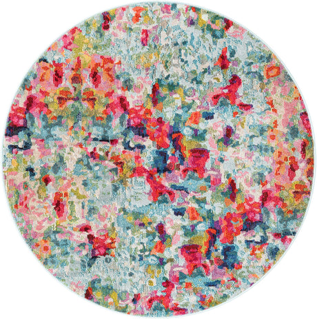Multicolor 5' 3 x 5' 3 Chromatic Round Area Rug 100% Polypropylene With Cotton Backing Abstract Modern Colorful Carpet Mat for Home Decor & Interior Design for Sale at Rug Engine