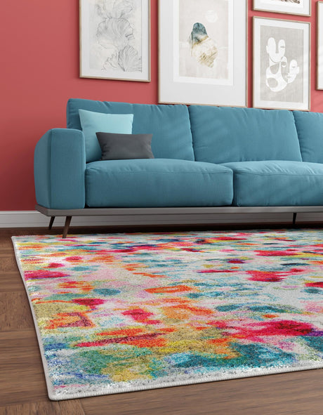 Multicolor 5' 3 x 5' 3 Chromatic Square Area Rug 100% Polypropylene With Cotton Backing Abstract Modern Colorful Carpet Mat for Home Decor & Interior Design for Sale at Rug Engine