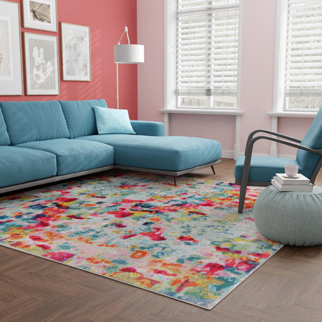 Multicolor 7' 10 x 7' 10 Chromatic Square Area Rug 100% Polypropylene With Cotton Backing Abstract Modern Colorful Carpet Mat for Home Decor & Interior Design for Sale at Rug Engine