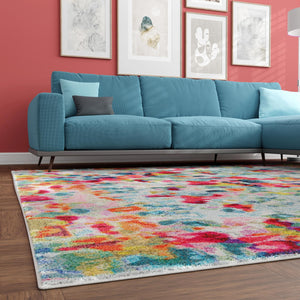 Multicolor 7' 10 x 7' 10 Chromatic Square Area Rug 100% Polypropylene With Cotton Backing Abstract Modern Colorful Carpet Mat for Home Decor & Interior Design for Sale at Rug Engine