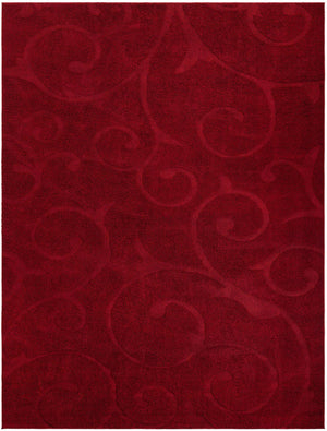 Red 10' x 13' Floral Shag Rectangle Area Rug Thick Soft Touch Fluffy & Plush Shaggy Pile 100% Polyester With Cotton Backing Carpet for Interior Design for Sale at Rug Engine