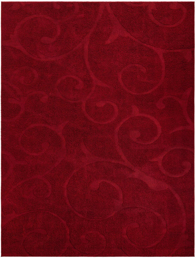 Red 10' x 13' Floral Shag Rectangle Area Rug Thick Soft Touch Fluffy & Plush Shaggy Pile 100% Polyester With Cotton Backing Carpet for Interior Design for Sale at Rug Engine