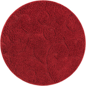 Red 3' 3 x 3' 3 Floral Shag Round Area Rug Thick Soft Touch Fluffy & Plush Shaggy Pile 100% Polyester With Cotton Backing Carpet for Interior Design for Sale at Rug Engine