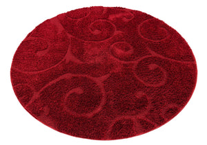 Red 5' 3 x 5' 3 Floral Shag Round Area Rug Thick Soft Touch Fluffy & Plush Shaggy Pile 100% Polyester With Cotton Backing Carpet for Interior Design for Sale at Rug Engine