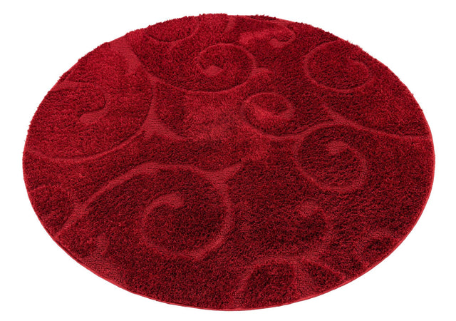 Red 5' 3 x 5' 3 Floral Shag Round Area Rug Thick Soft Touch Fluffy & Plush Shaggy Pile 100% Polyester With Cotton Backing Carpet for Interior Design for Sale at Rug Engine