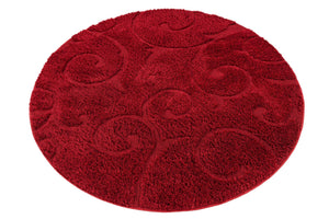 Red 5' 3 x 5' 3 Floral Shag Round Area Rug Thick Soft Touch Fluffy & Plush Shaggy Pile 100% Polyester With Cotton Backing Carpet for Interior Design for Sale at Rug Engine