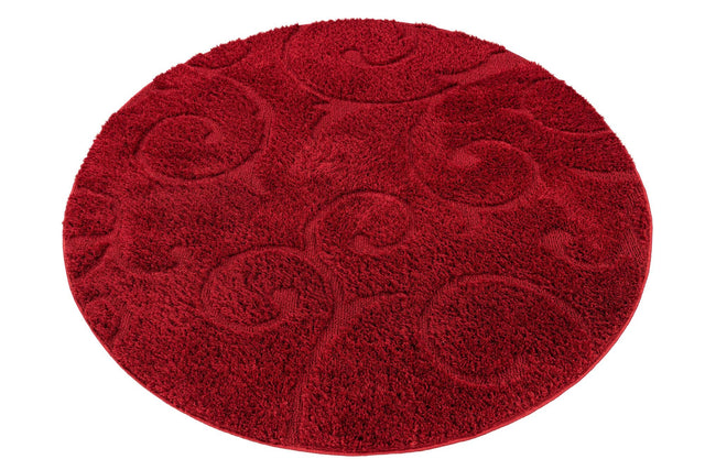 Red 5' 3 x 5' 3 Floral Shag Round Area Rug Thick Soft Touch Fluffy & Plush Shaggy Pile 100% Polyester With Cotton Backing Carpet for Interior Design for Sale at Rug Engine