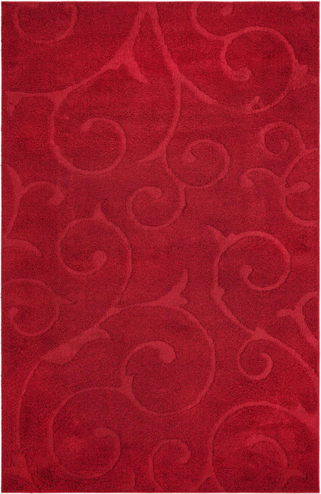 Red 6' 1 x 9' Floral Shag Rectangle Area Rug Thick Soft Touch Fluffy & Plush Shaggy Pile 100% Polyester With Cotton Backing Carpet for Interior Design for Sale at Rug Engine