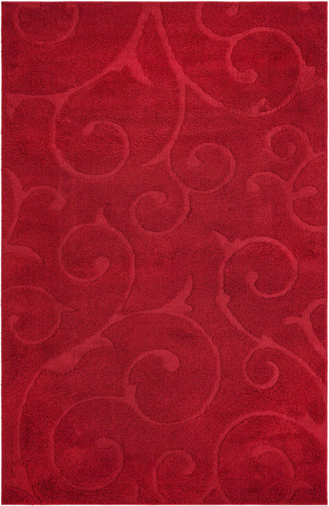 Red 6' 1 x 9' Floral Shag Rectangle Area Rug Thick Soft Touch Fluffy & Plush Shaggy Pile 100% Polyester With Cotton Backing Carpet for Interior Design for Sale at Rug Engine