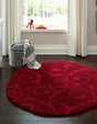 Red 3' 3 x 3' 3 Floral Shag Round Area Rug Thick Soft Touch Fluffy & Plush Shaggy Pile 100% Polyester With Cotton Backing Carpet for Interior Design for Sale at Rug Engine