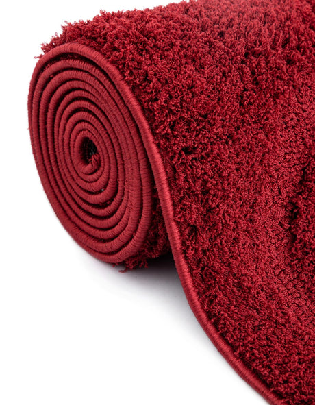 Red 7' 10 x 7' 10 Floral Shag Round Area Rug Thick Soft Touch Fluffy & Plush Shaggy Pile 100% Polyester With Cotton Backing Carpet for Interior Design for Sale at Rug Engine
