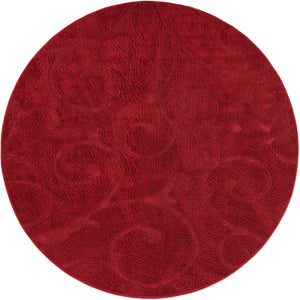 Red 7' 10 x 7' 10 Floral Shag Round Area Rug Thick Soft Touch Fluffy & Plush Shaggy Pile 100% Polyester With Cotton Backing Carpet for Interior Design for Sale at Rug Engine