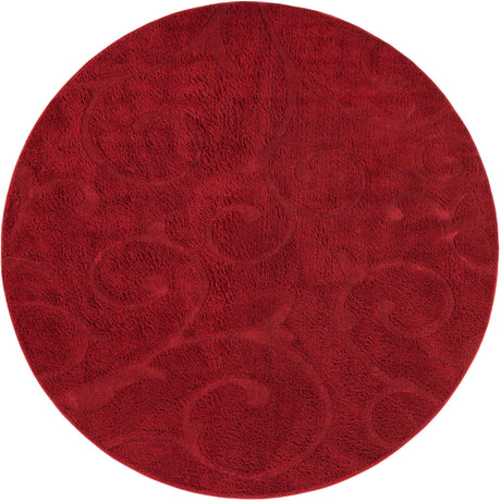 Red 7' 10 x 7' 10 Floral Shag Round Area Rug Thick Soft Touch Fluffy & Plush Shaggy Pile 100% Polyester With Cotton Backing Carpet for Interior Design for Sale at Rug Engine