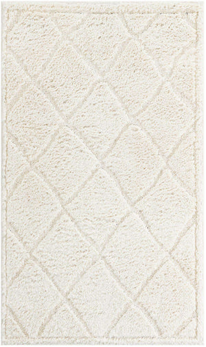 Ivory 3' 3 x 5' 3 Trellis Shag Rectangle Area Rug Thick Soft Touch Fluffy & Plush Shaggy Pile