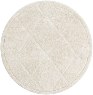 Ivory 5' 3 x 5' 3 Trellis Shag Round Area Rug Thick Soft Touch Fluffy & Plush Shaggy Pile