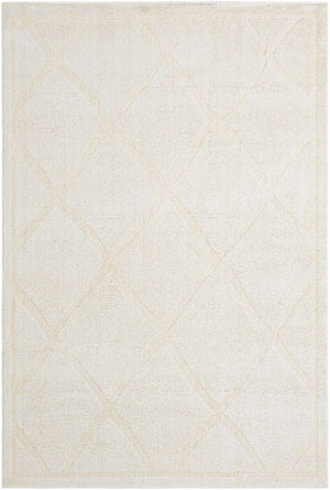Ivory 7' 1 x 10' Trellis Shag Rectangle Area Rug Thick Soft Touch Fluffy & Plush Shaggy Pile